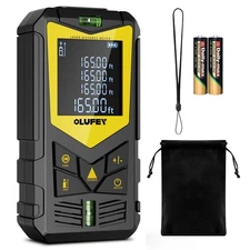 Laser Measure, 165ft Laser Distance Meter with 2 Bubble Levels, Black LCD Dis...