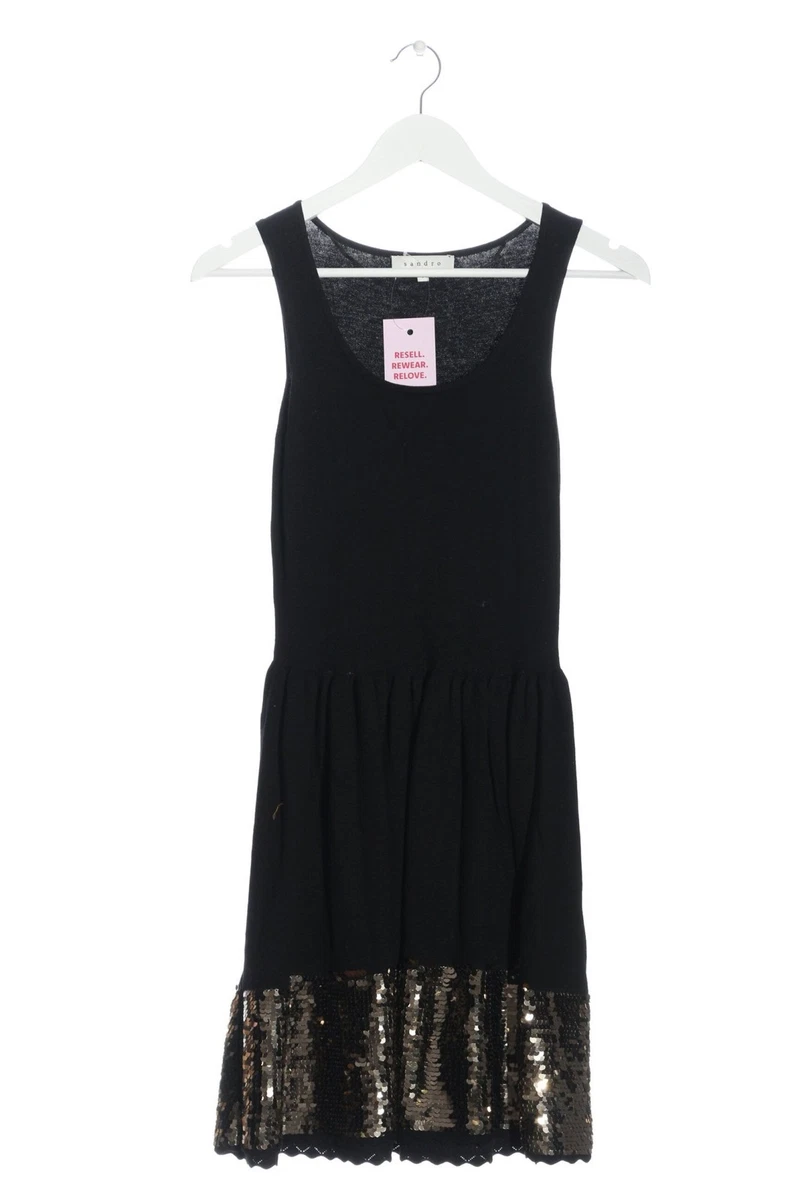 Robe En Soie Sandro Noir – Taille 36, Occasion En Très Bon état