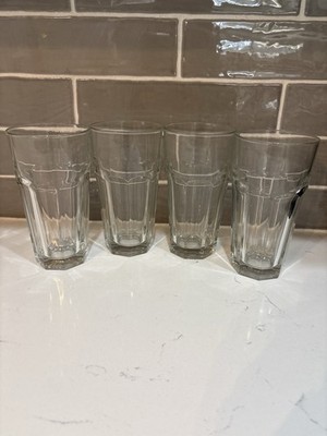 Luminarc Style Arc International VTG TALL 7  Set of 4 Faceted Glass Tumblers EUC