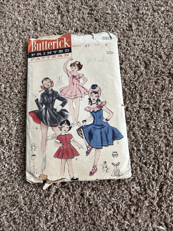 Vintage Butterick Pattern 5913 1951 Sz4 Girls, Dance, And Skating Outfit