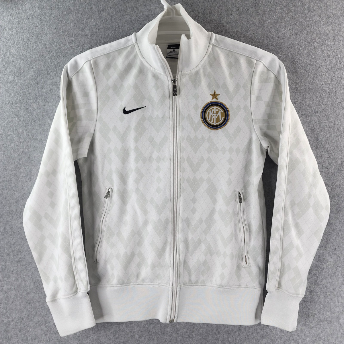 Nike Inter Milan Jacket Mens Small Soccer White Training Diamond