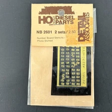 HO Detail Associates NB 2601 Number Board Stencils Detail Parts NEW