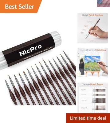 High-Quality Mini Fine Tip Detail Brushes - 15 Piece Set for Precision Painting