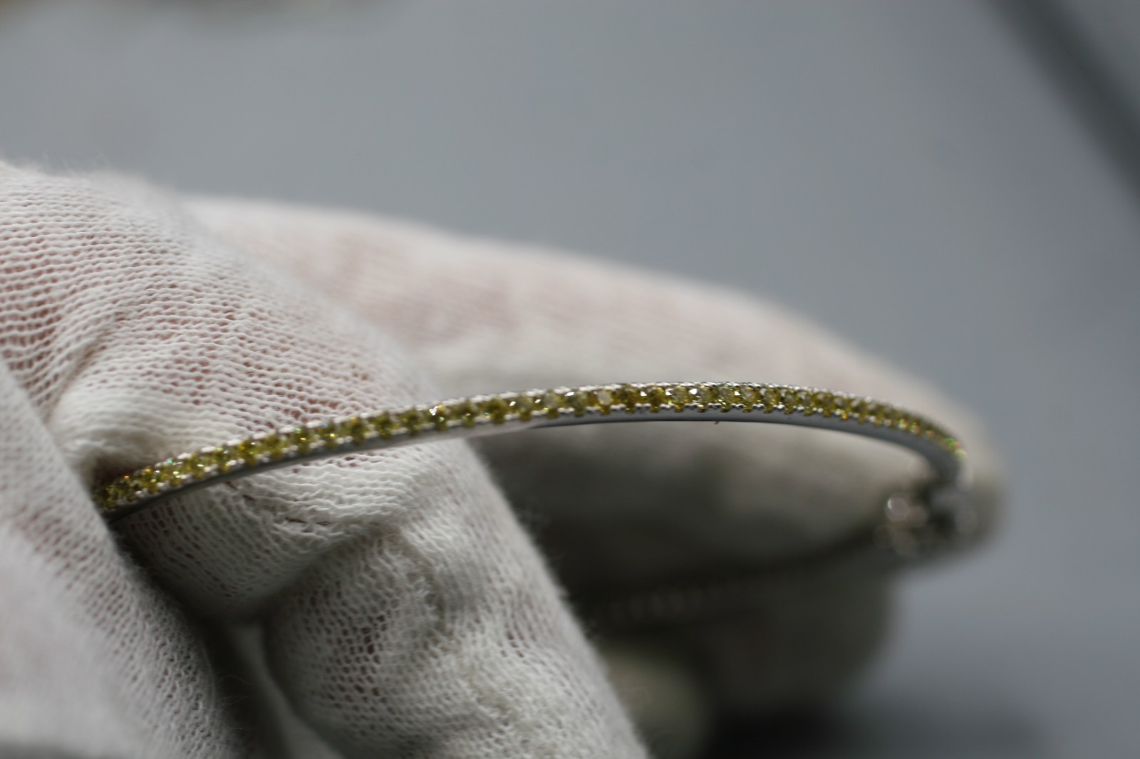 Stackable Oval Bangle Bracelet Yellow CZ Sterling… - image 2