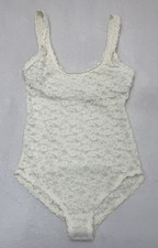 Aerie Real Good Beige Floral Lace Bodysuit Women Small S Snap Crotch Lined