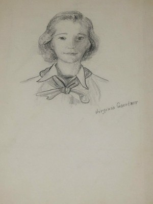 Original Virginia Gaertner Broderick Charcol Sketch
