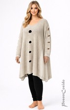 AKH LAGENLOOK Strick Kurz-Kleid Pullover natu...