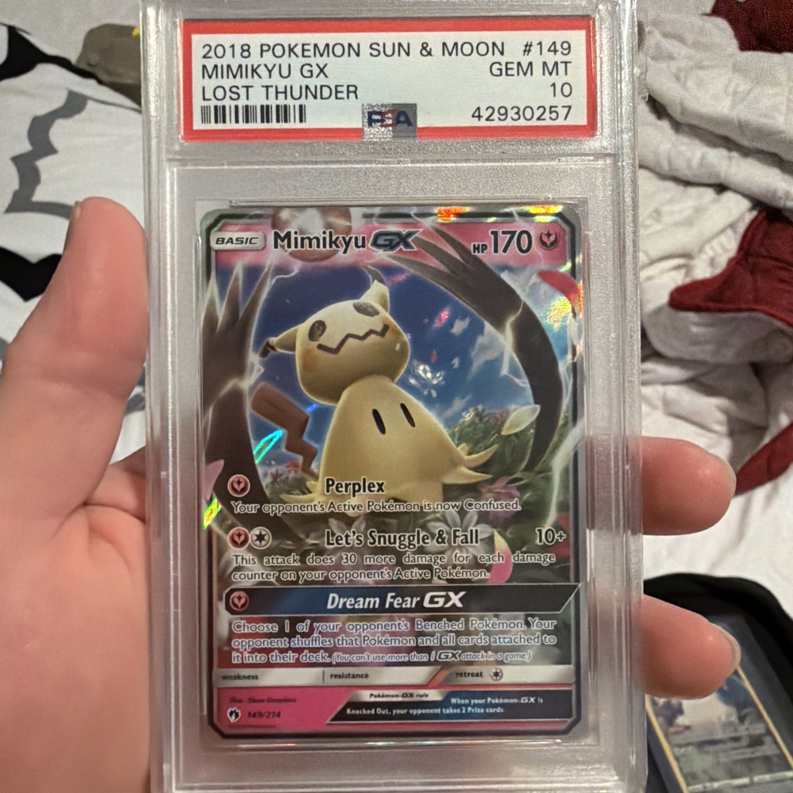 Mimikyu GX 149/214 Sm-Lost Thunder Holo PSA 10 Low Pop!