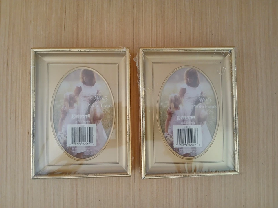 NEW Intercraft Gold Metal Picture Frames Set of 2 Rustic Look Hold 3.5 x 5 Photo - Image 2 of 4