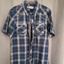 Western Plaid Snap Button Up long sleeve Shirt BKE Buckle Mens Standard Fit Sz L