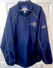 Mens Vintage Reebok On Field NFL St. Louis Rams Lined Windbreaker Jacket XL