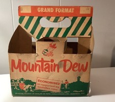 MOUNTAIN DEW 6 Bottle Cardboard Carrier FRENCH PEPSI COLA CANADA HILLBILLY 