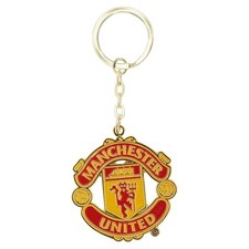 MANCHESTER UNITED FC RED METAL CLUB CREST CAR KEYCHAIN KEYRING KEY RING Gift MFC