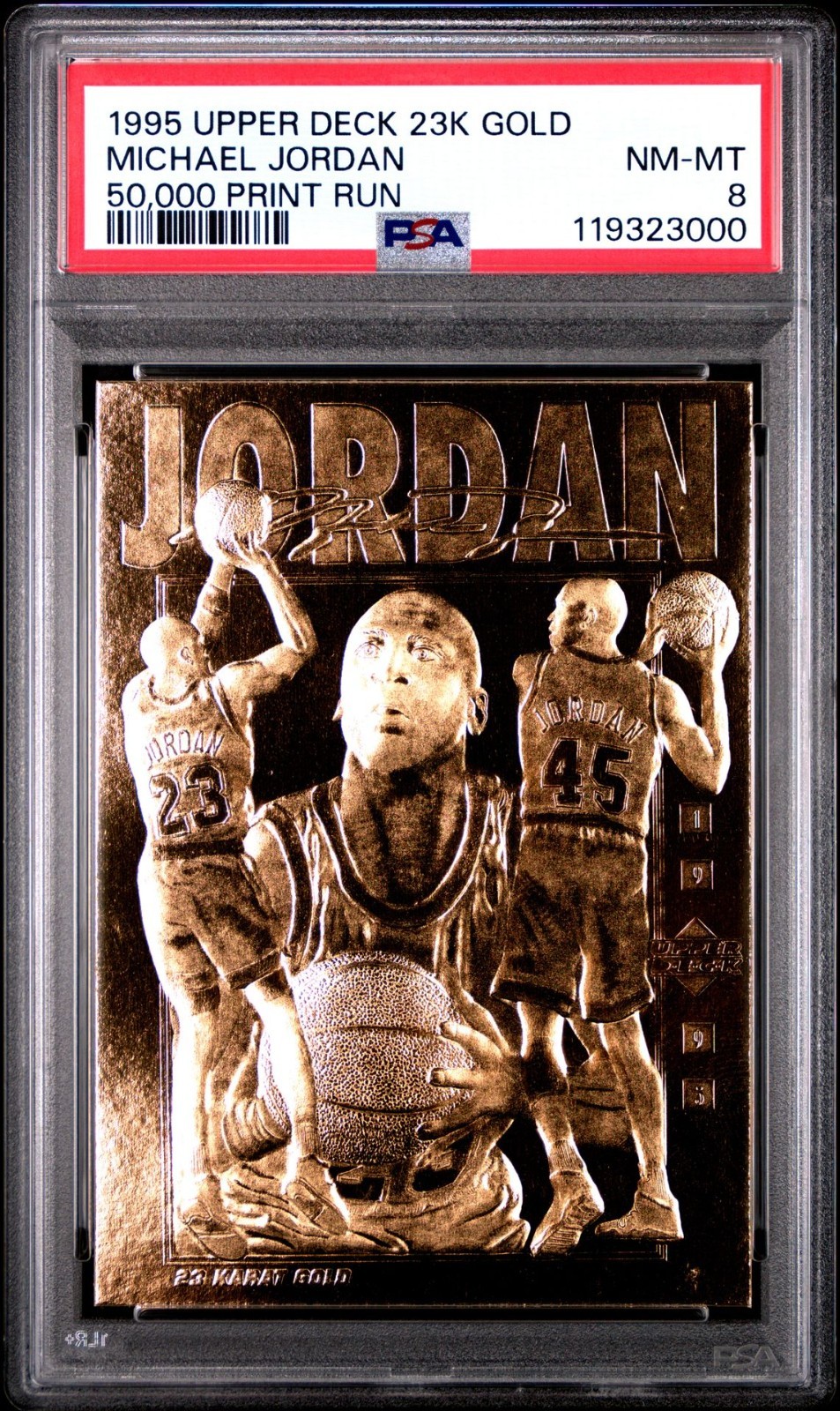1995 UPPER DECK 23K GOLD MICHAEL JORDAN 50,000 PRINT RUN PSA 8 NM-MT