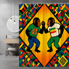 Retro Monkey Graphic Shower Curtain Colorful Abstract Print