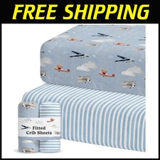 Adorable Airplane Nursery Sheets - Soft Jersey Cotton Blend