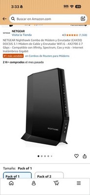 NETGEAR Nighthawk CAX30 AX2700 WiFi 6 DOCSIS 3.1 Cable Modem Router