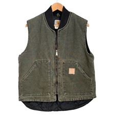 Vintage Carhartt Quilted Arctic Vest Mens L Moss Green Duck Canvas V02MOS READ