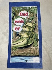 Vintage 1998 Budweiser Frogs Beach Pool Towel...