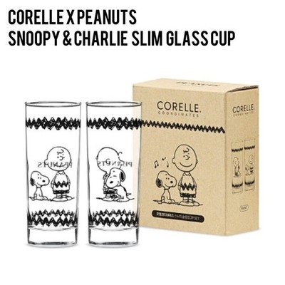 Corelle x Peanuts Snoopy & Charlie Slim Glas Tasse 2er Set / Snoopy Tasse