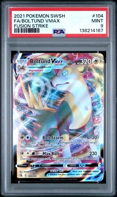 BOLTUND VMAX #104 PSA 9 • 2021 POKEMON SWORD & SHIELD FUSION STRIKE FULL ART