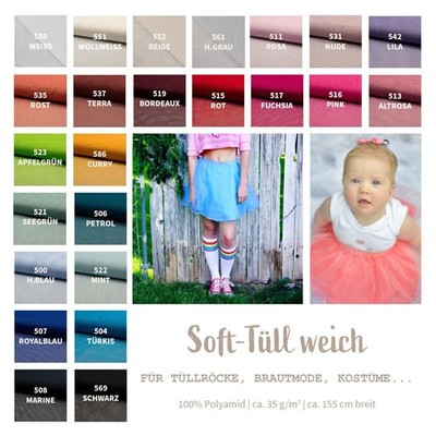 Softtüll Stoff Meterware, weicher Mashstoff, Tütü Tüllstoff, Netzgewebe *Ab 1m