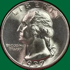 1937 Washington Quarter Silver Brilliant Uncirculated BU Coin #43523