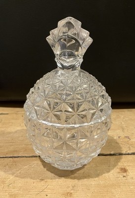 Vintage Circleware Kristall Ananas Schmuck Schale mit Deckel ca. 6 Zoll groß