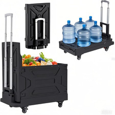 Foldable Shopping Cart with Wheels, Collapsible Rolling Crate for Groceries, Fol