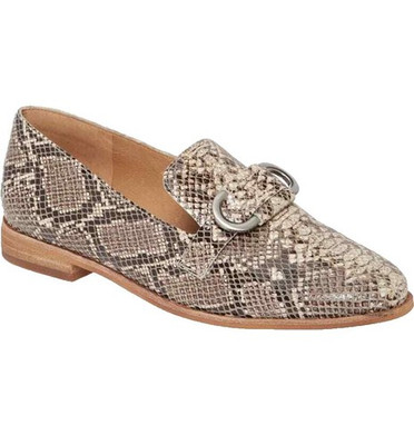 Corso Como Clarrah Gray Cream leather Slip on Snakeskin print loafers sz 7