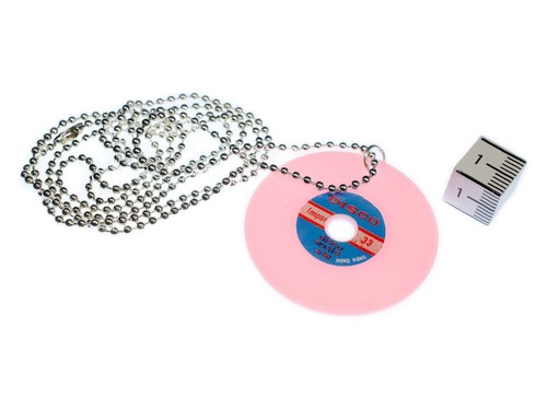 Record Necklace Miniblings 80cm Dj Op Vinyl Music Party Pink - Picture 2 of 4