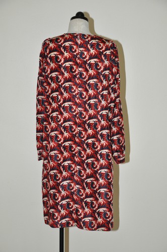 Marni Red White Blue Paisley Swirl Ruffle V Neck Long Sleeve Dress Women 44 M L - Picture 12 of 15