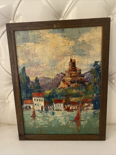 Vntg Oil Painting Original Italy Lake Landscape Art Signed P. Peiper Framed Rare - Picture 2 of 10