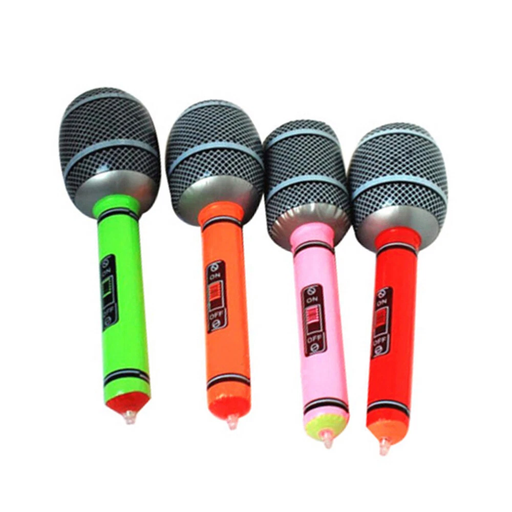 4pcs Plastic Microphone Toy Inflatable Microphones for Kids Inflatable