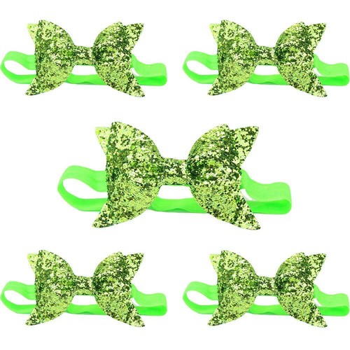 5 Packs Baby Toddler Girl Sequin Glittery Elastic Bow Headband Shiny Hair Band - Picture 7 of 24