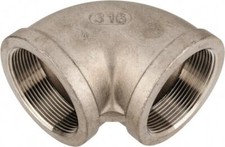 Pipe 90  Elbow: 2" Fitting, 316 Stainless Steel FNPT x FNPT, Threaded, 150 psi