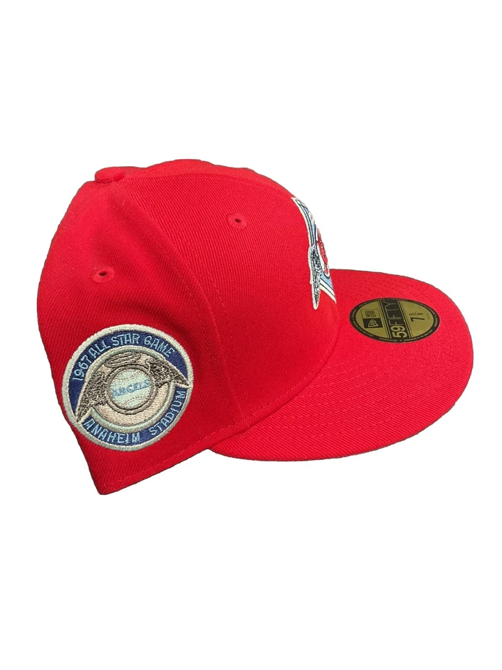 Hat Club Exclusive Blue UV New Era Los Angeles Angels 1967 All Star Red 7 5/8 - Image 2 of 4