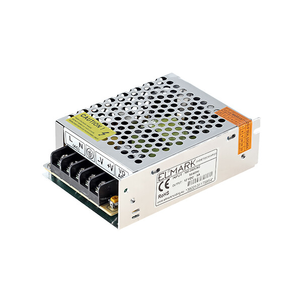 Alimentatore 12V 5A 60W per Strisce LED - ELMARK IP20 Metallo Case