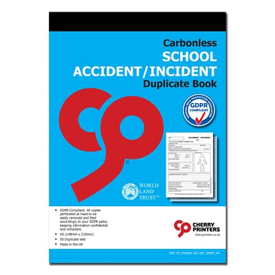Cherry NCR School Accident/Incident Report GDPR Duplicate Book A5 50 ...