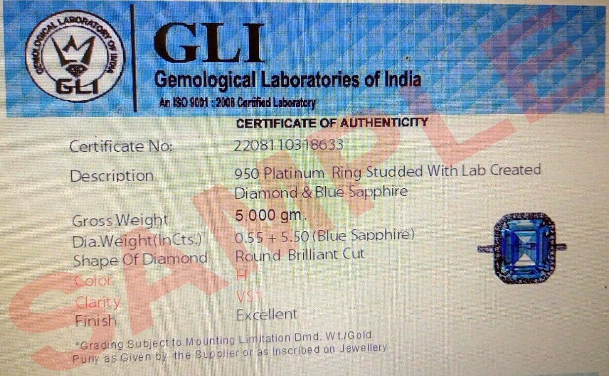 Solid 950 Platinum 4.04ct Certified Sapphire Wedd… - image 10