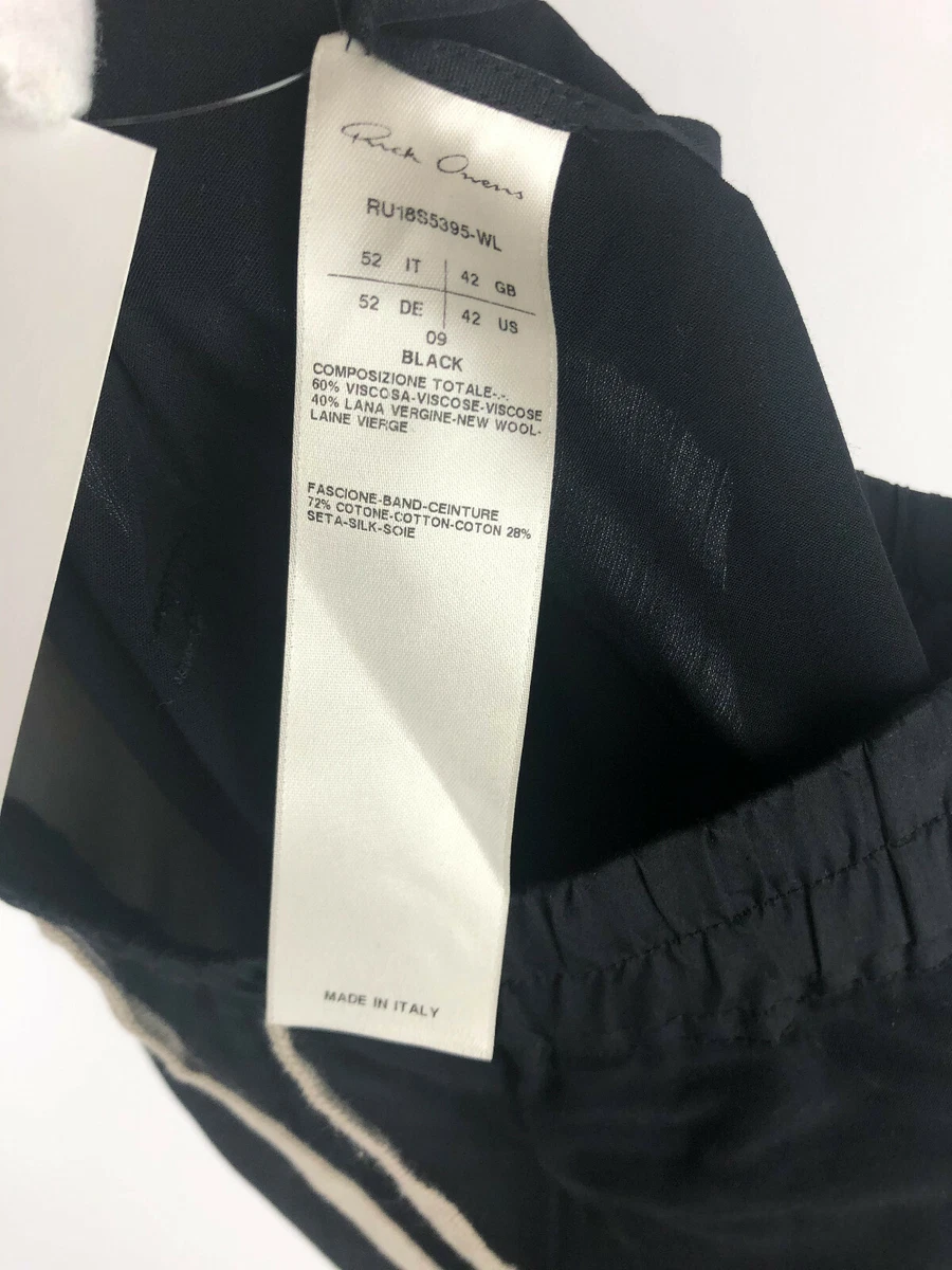 RICK OWENS Black Wool Drawstring Drop Astaires Cropped Pants SS18 Dirt $810 52