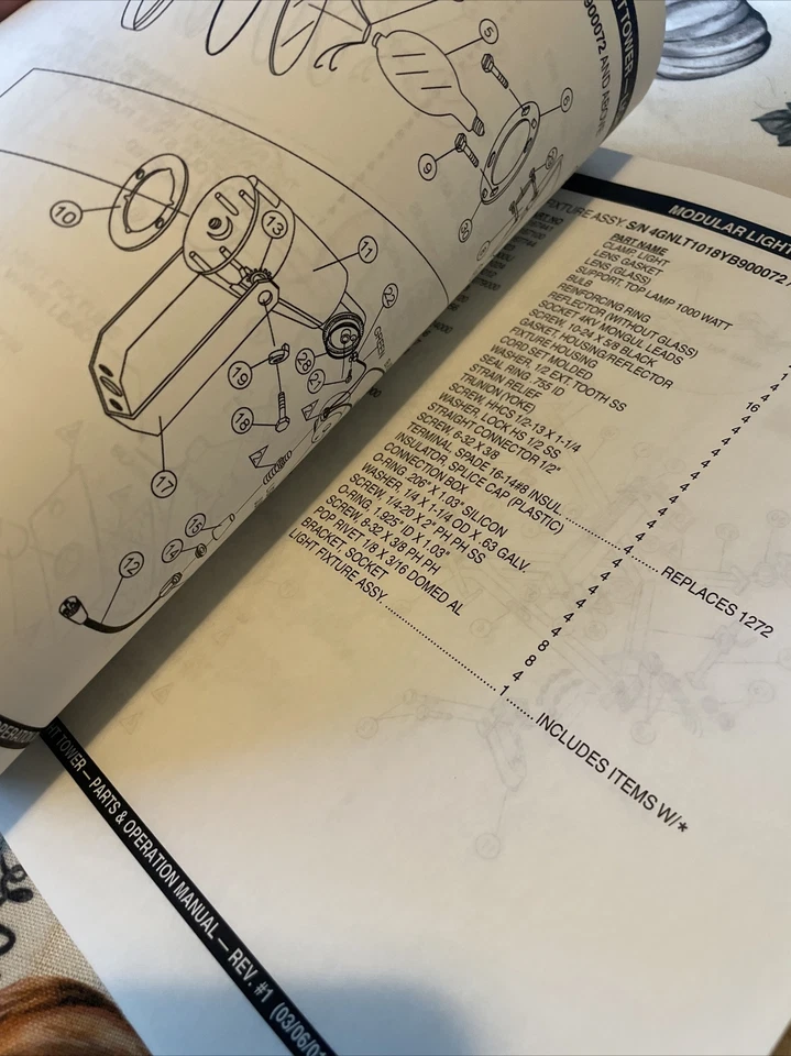 Multiquip MLT-DA7/SDW Torre de Luz DA7000SS SDW225 Manual de Peças de Instruções Livro - Imagem 4 de 4