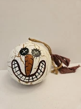 Handmade Weighted Snowman Head Folk Art Christmas Ornament