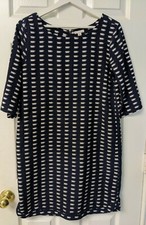 Gap Shift Dress Coffee Cups Cafe Espresso Novelty Print Blue Womens Small