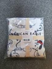 American Eagle Snoopy Plush PJ Set White Size XL 16-18 New