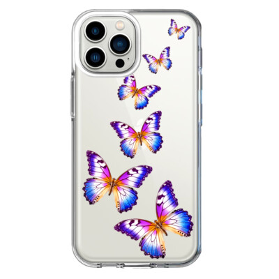 Mundaze Case for Apple iPhone 12 Pro/12 Purple Blue Butterflies