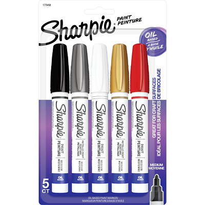Sharpie Oil Based Paint Marker, Assorted Colors, Pack of 5