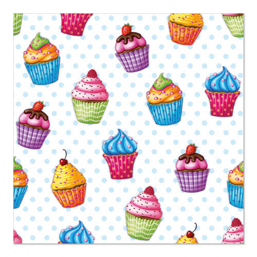 "200 Tissue Servietten 3-Lagig 1/4-Falz 33 Cm \"Cupcakes\" Dekorservietten"-image