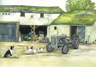 Grauer Fergie Ferguson Traktor im Hof 1000 Teile Puzzle 690 mm x 480 mm