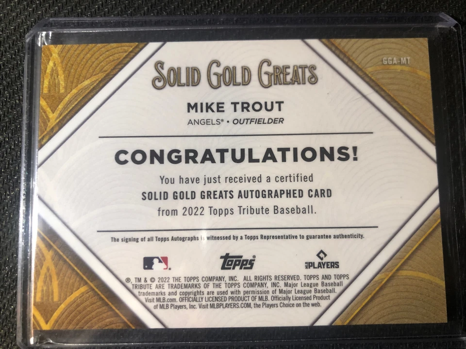 2021-22 topps tribute solid gold greats mike trout auto /10 - Image 2 of 4